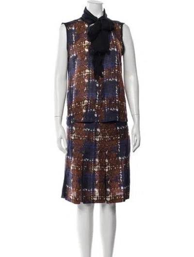 Pre-owned Tory Burch Wool Patterned Skirt Set In Multi