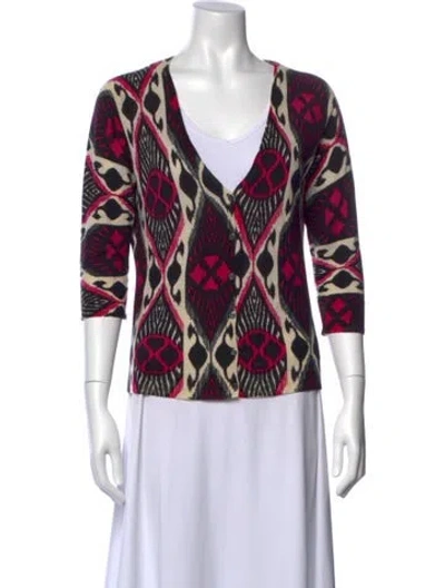 Pre-owned Tory Burch Wool Patterned Sweater In Black