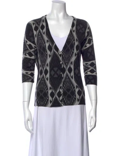 Pre-owned Tory Burch Wool Patterned Sweater In Black