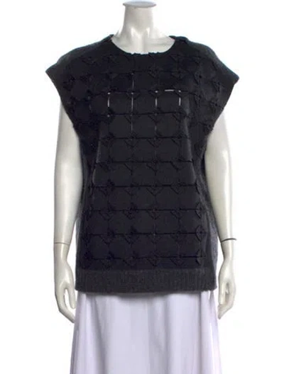 Pre-owned Tory Burch Wool Patterned Sweater In Black