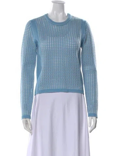 Pre-owned Tory Burch Wool Patterned Sweater In Blue