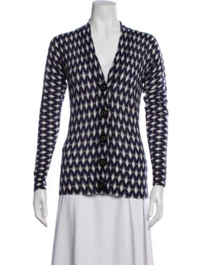 Pre-owned Tory Burch Wool Patterned Sweater In Blue