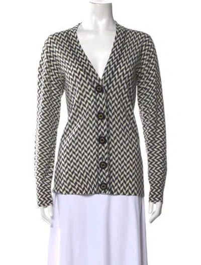 Pre-owned Tory Burch Wool Patterned Sweater In Blue/neutrals