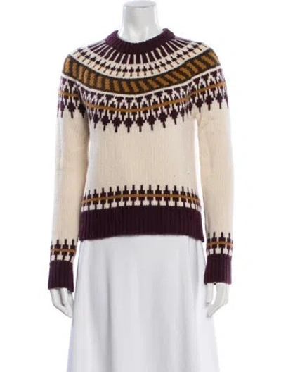 Pre-owned Tory Burch Wool Patterned Sweater In Multi