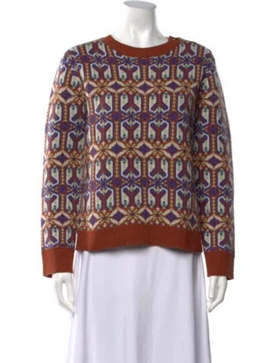 Pre-owned Tory Burch Wool Patterned Sweater In Multicolor