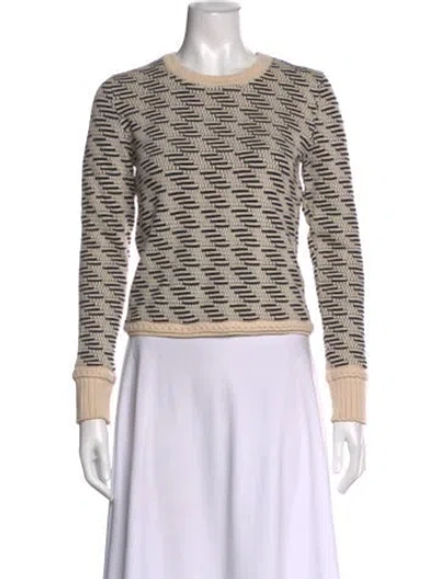 Pre-owned Tory Burch Wool Patterned Sweater In Neutral
