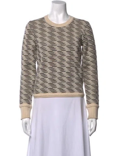 Pre-owned Tory Burch Wool Patterned Sweater In Neutral