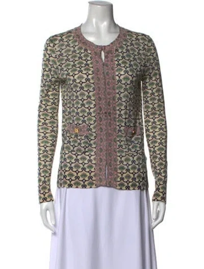 Pre-owned Tory Burch Wool Patterned Sweater In Neutrals