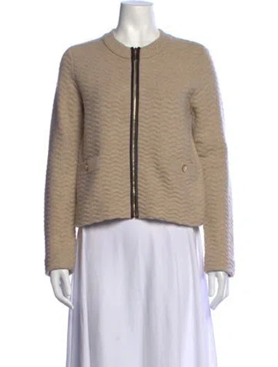 Pre-owned Tory Burch Wool Patterned Sweater In Neutrals