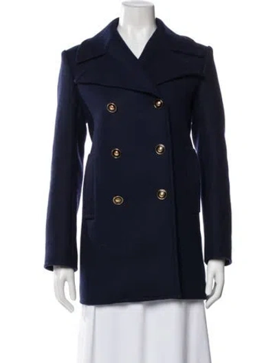 Pre-owned Tory Burch Wool Peacoat In Blue