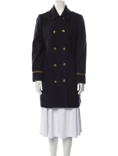 Pre-owned Tory Burch Wool Peacoat In Blue