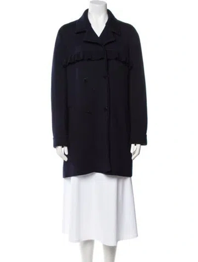 Pre-owned Tory Burch Wool Peacoat In Blue