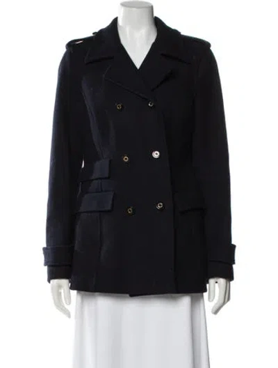 Pre-owned Tory Burch Wool Peacoat In Blue