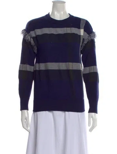 Pre-owned Tory Burch Wool Plaid Print Sweater In Blue