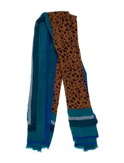 Pre-owned Tory Burch Wool Polka Dot Print Scarf In Brown