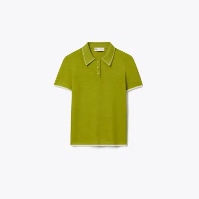 Tory Burch Wool Polo Top In Green