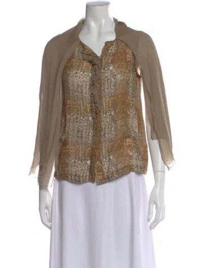 Pre-owned Tory Burch Wool Printed Blouse In Neutral