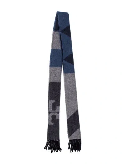 Pre-owned Tory Burch Wool Printed Scarf In Blue