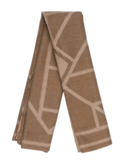 Pre-owned Tory Burch Wool Printed Scarf In Neutral