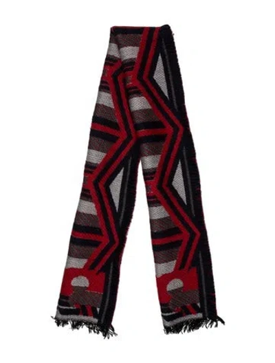Pre-owned Tory Burch Wool Printed Scarf In Red