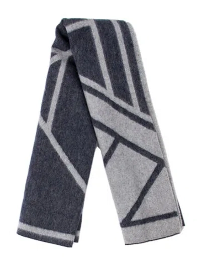 Pre-owned Tory Burch Wool Printed Shawl In Gray