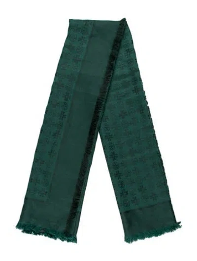 Pre-owned Tory Burch Wool Printed Shawl In Green
