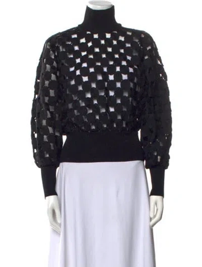 Pre-owned Tory Burch Wool Printed Sweater In Black