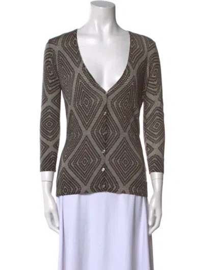 Pre-owned Tory Burch Wool Printed Sweater In Black