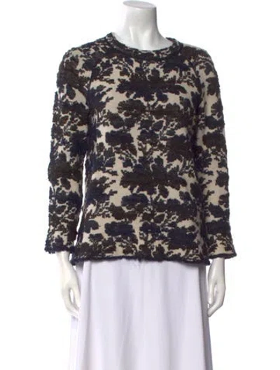 Pre-owned Tory Burch Wool Printed Sweater In Black