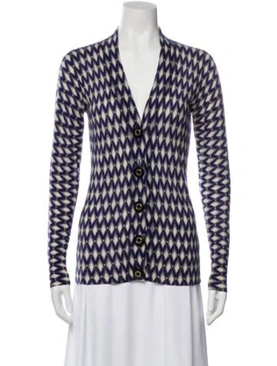 Pre-owned Tory Burch Wool Printed Sweater In Blue