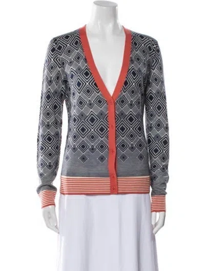 Pre-owned Tory Burch Wool Printed Sweater In Blue