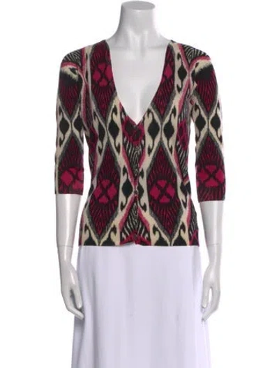 Pre-owned Tory Burch Wool Printed Sweater In Neutral