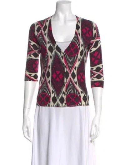 Pre-owned Tory Burch Wool Printed Sweater In Pink