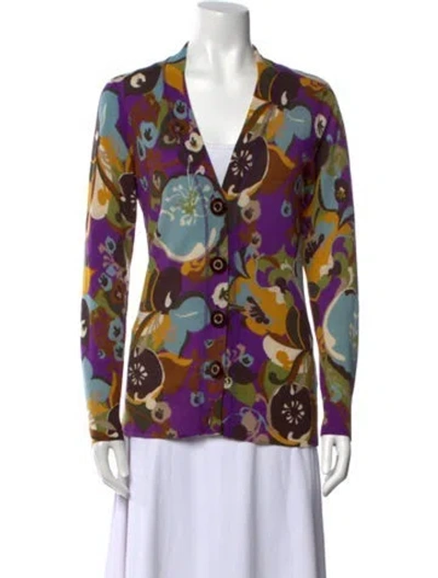 Pre-owned Tory Burch Wool Printed Sweater In Purple