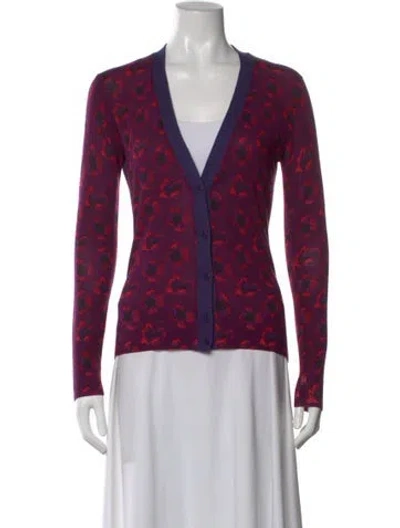 Pre-owned Tory Burch Wool Printed Sweater In Purple