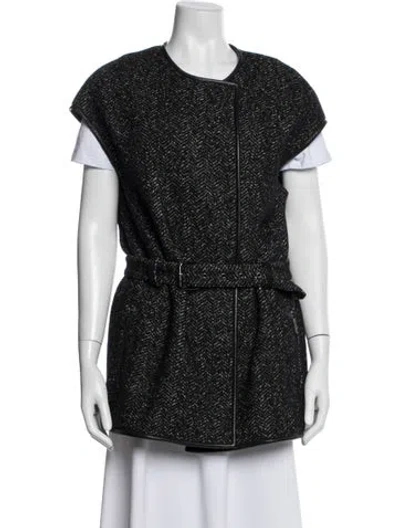Pre-owned Tory Burch Wool Printed Vest In Gray