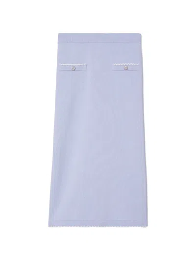 Tory Burch Wool Scalloped Skirt In Blue
