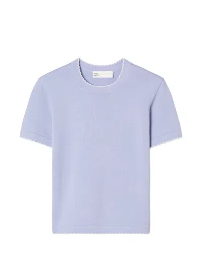 Tory Burch Wool Scalloped Top In Blue