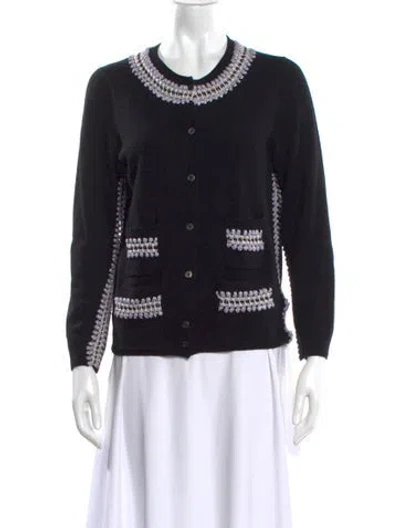 Pre-owned Tory Burch Wool Scoop Neck Sweater In Black