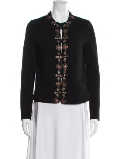 Pre-owned Tory Burch Wool Scoop Neck Sweater In Black