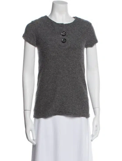 Pre-owned Tory Burch Wool Scoop Neck Sweater In Gray