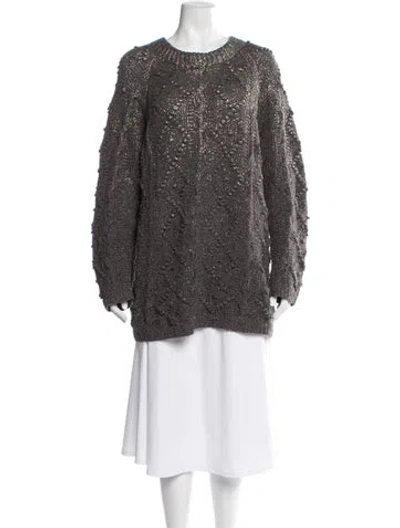 Pre-owned Tory Burch Wool Scoop Neck Sweater In Gray