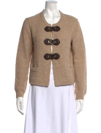 Pre-owned Tory Burch Wool Scoop Neck Sweater In Neutral