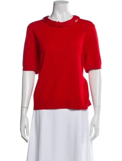 Pre-owned Tory Burch Wool Scoop Neck Sweater In Red