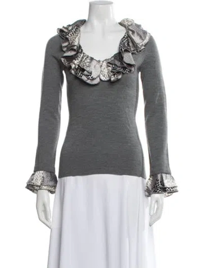 Pre-owned Tory Burch Wool Scoop Neck Sweater In White