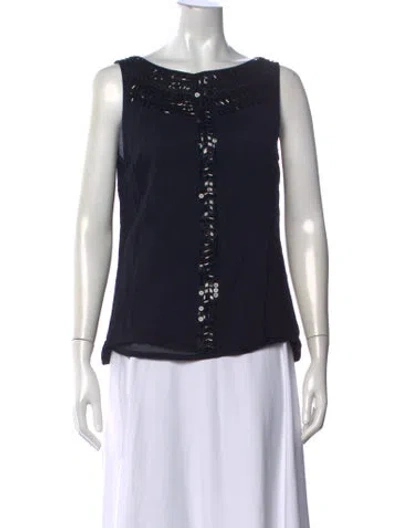 Pre-owned Tory Burch Wool Scoop Neck Top In Blue