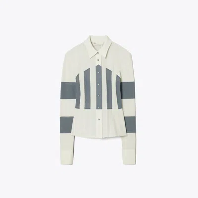 Tory Burch Wool Shirt In Chalk Gray