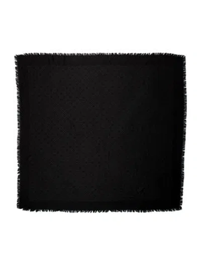 Pre-owned Tory Burch Wool Signature Logo Scarf In Black