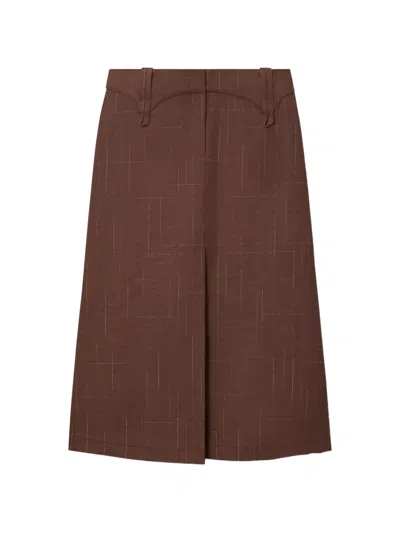 Tory Burch Wool Skirt In Brown