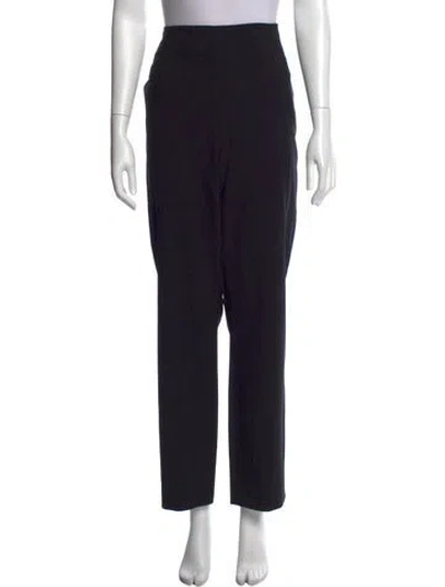 Pre-owned Tory Burch Wool Straight Leg Pants In Black